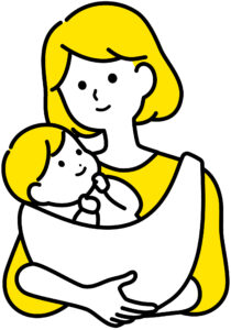 赤ちゃんを抱っこするお母さん